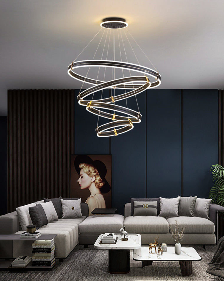 WOMO LED Ring Chandelier Black Modern-WM2172