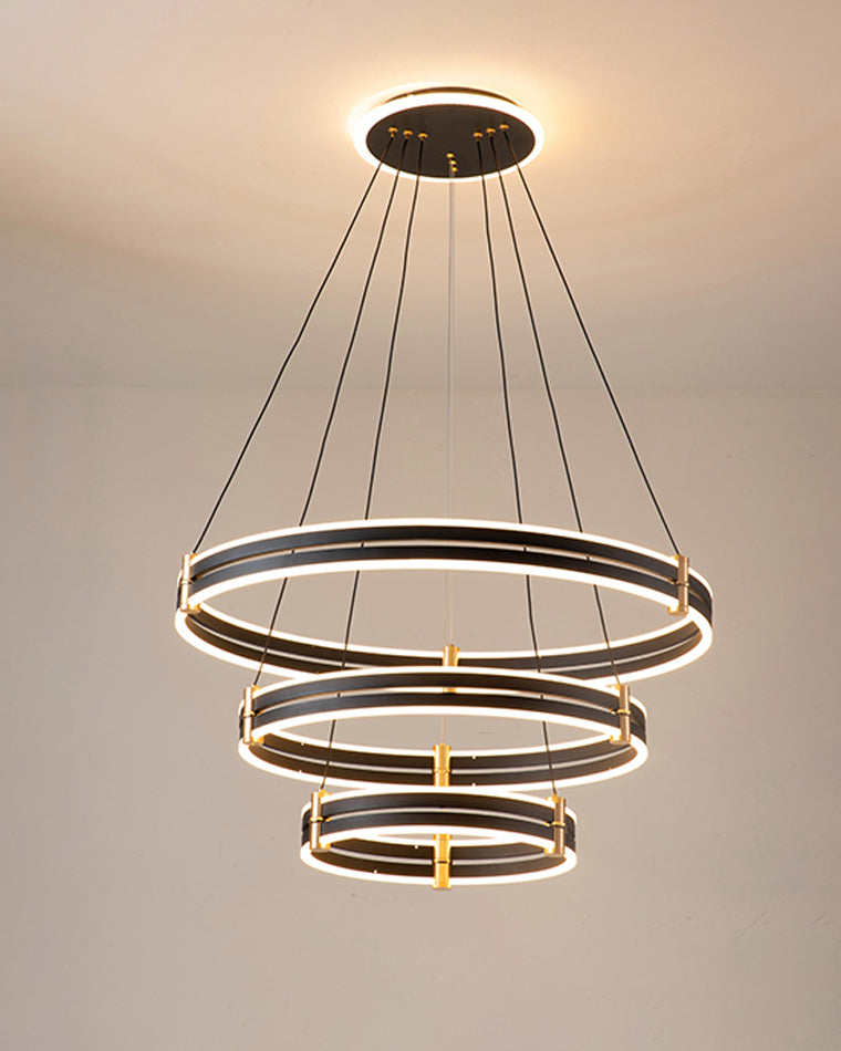 WOMO LED Ring Chandelier Black Modern-WM2172