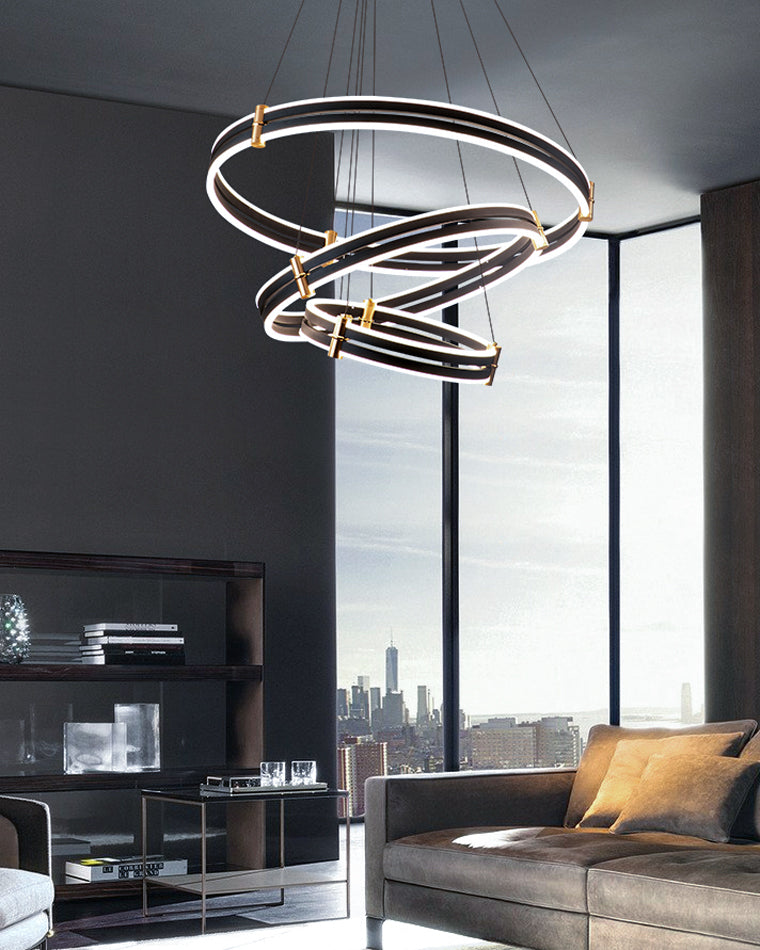 WOMO LED Ring Chandelier Black Modern-WM2172