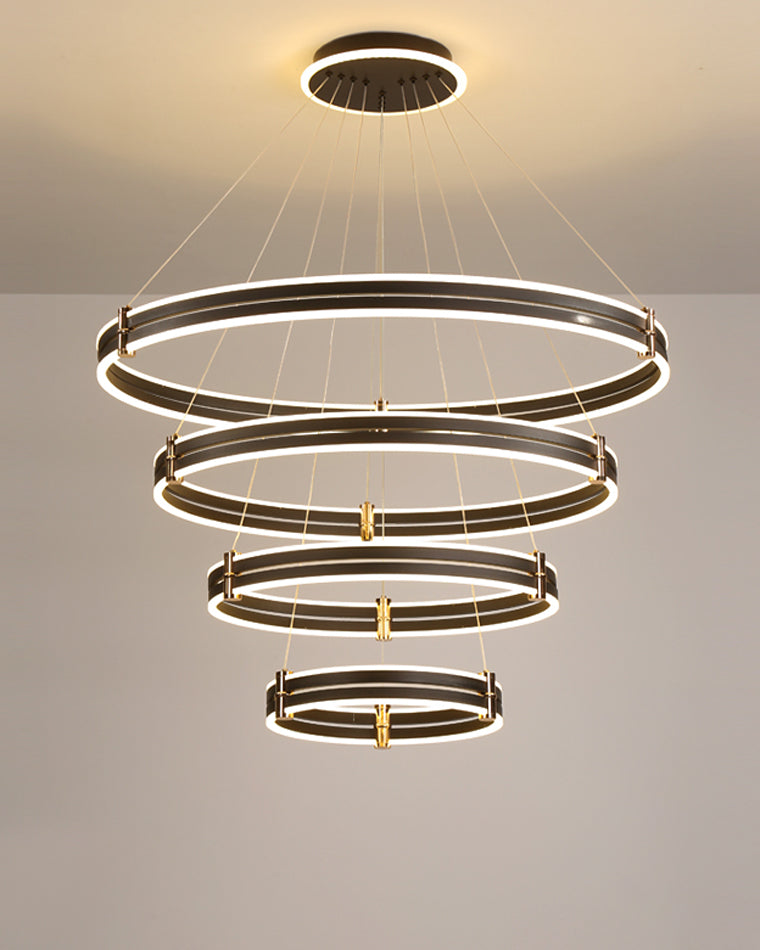 WOMO LED Ring Chandelier Black Modern-WM2172