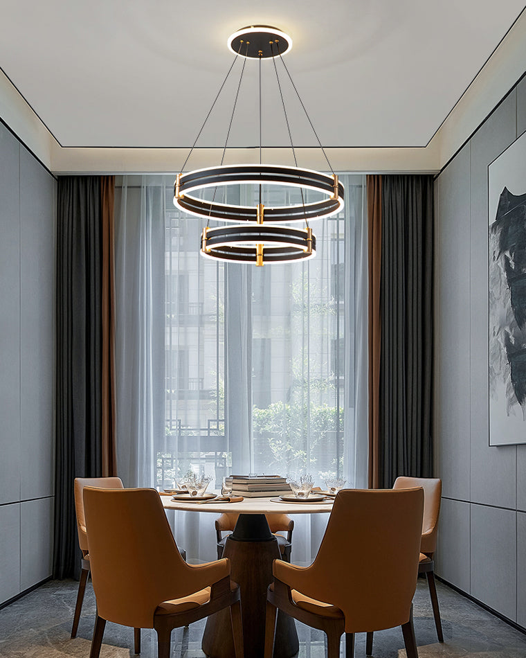 WOMO LED Ring Chandelier Black Modern-WM2172