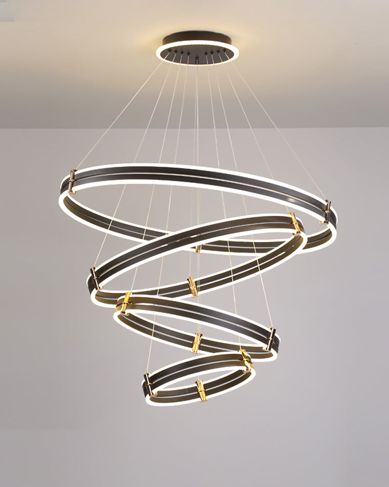 WOMO LED Ring Chandelier Black Modern-WM2172