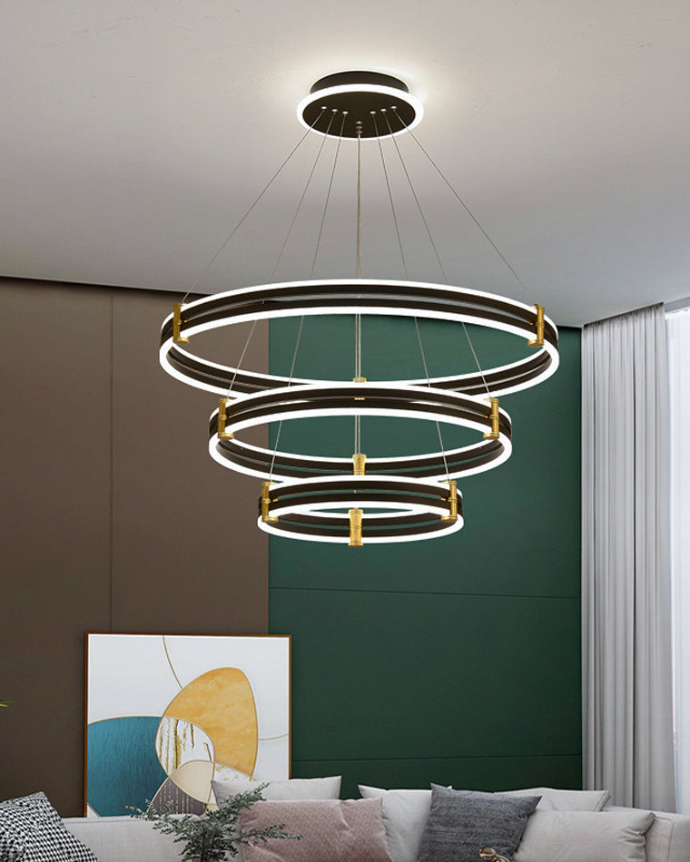 WOMO LED Ring Chandelier Black Modern-WM2172
