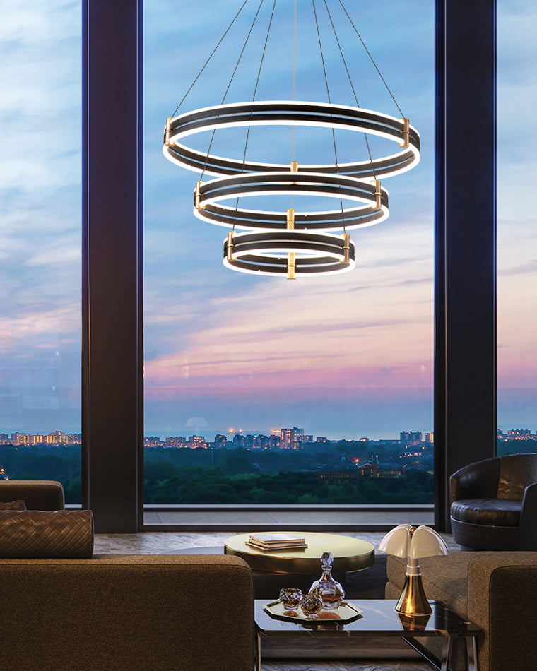 WOMO LED Ring Chandelier Black Modern-WM2172