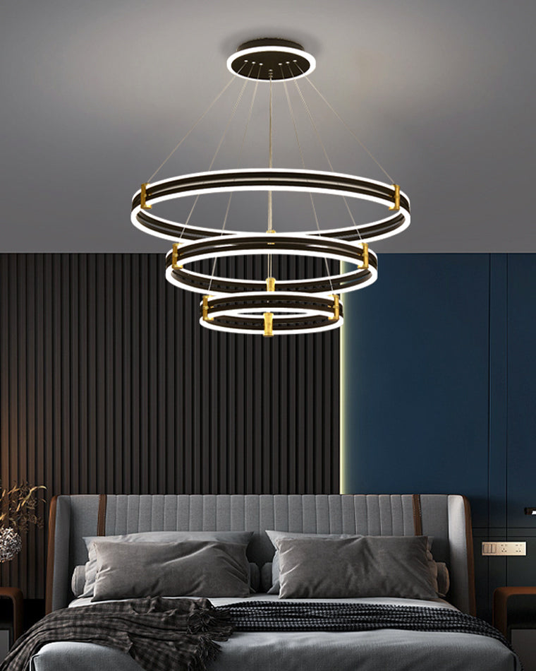 WOMO LED Ring Chandelier Black Modern-WM2172