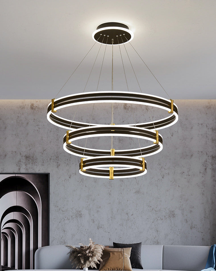 WOMO LED Ring Chandelier Black Modern-WM2172