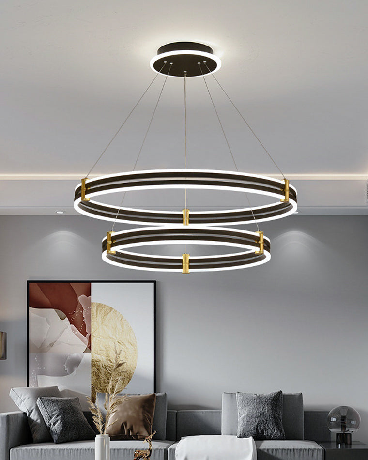 WOMO LED Ring Chandelier Black Modern-WM2172