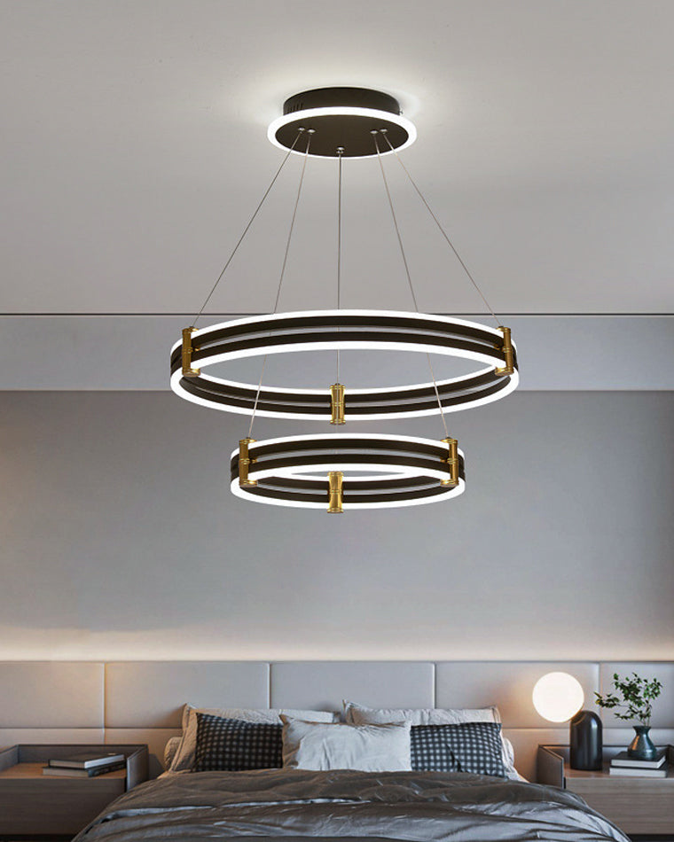 WOMO LED Ring Chandelier Black Modern-WM2172