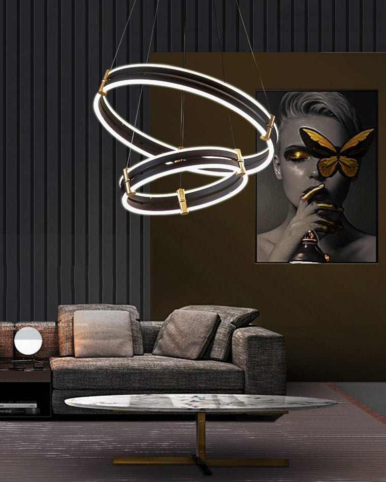 WOMO LED Ring Chandelier Black Modern-WM2172