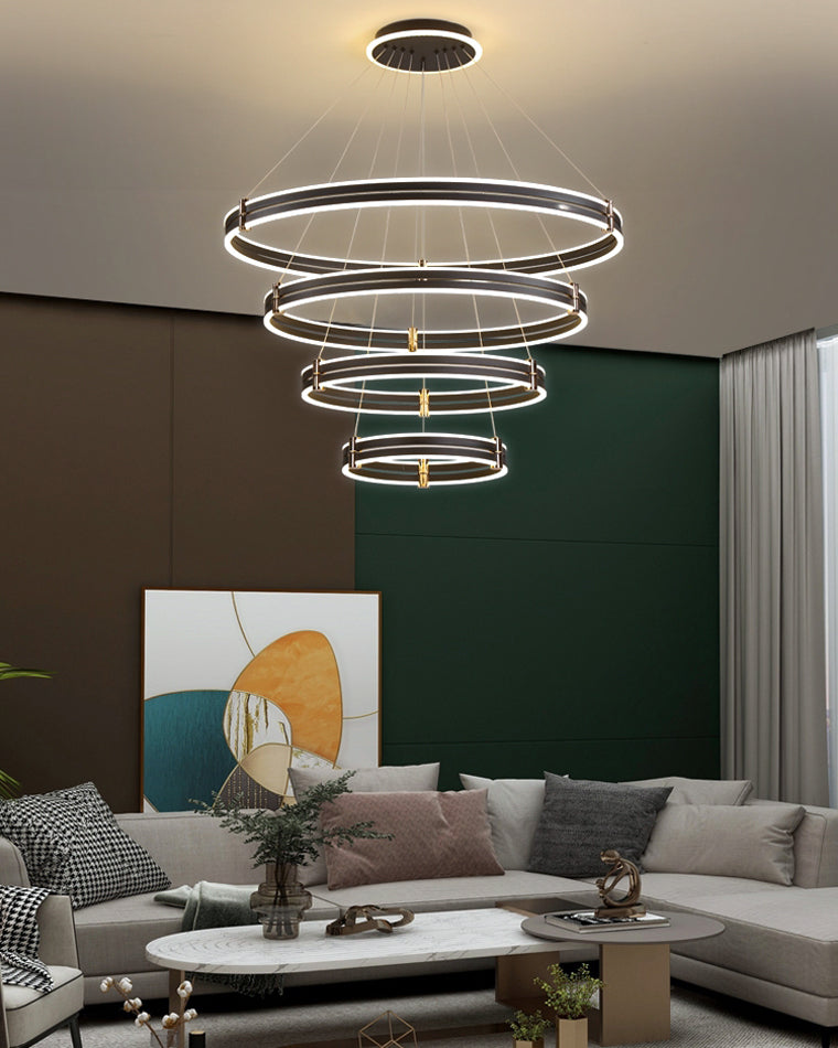 WOMO LED Ring Chandelier Black Modern-WM2172