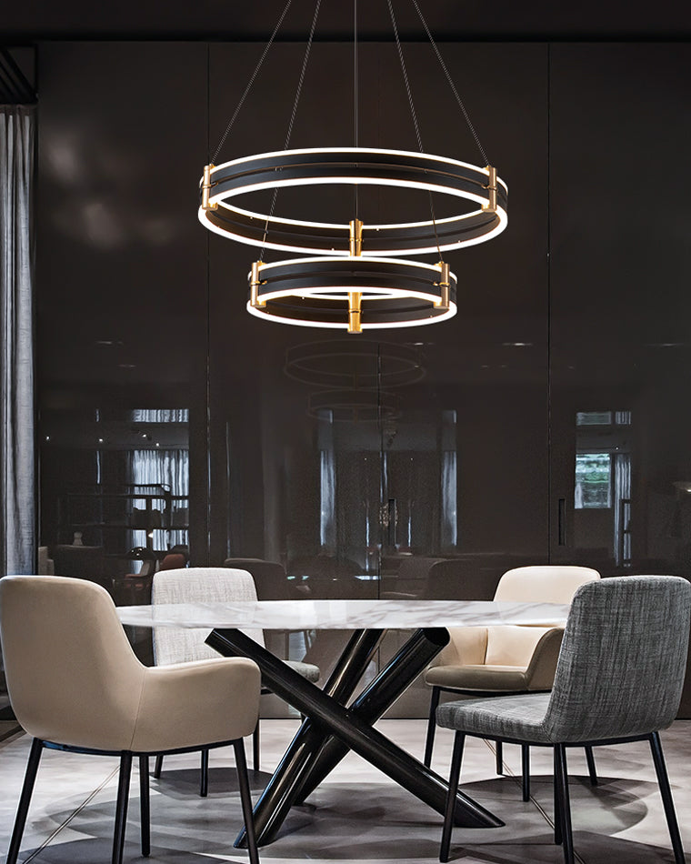 WOMO LED Ring Chandelier Black Modern-WM2172