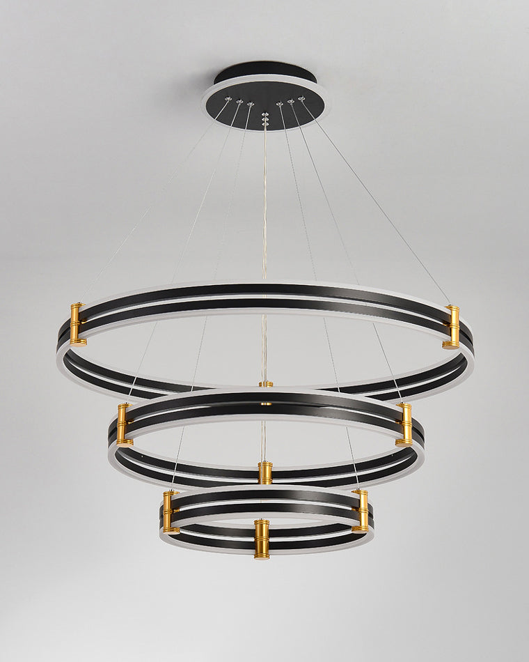 WOMO LED Ring Chandelier Black Modern-WM2172