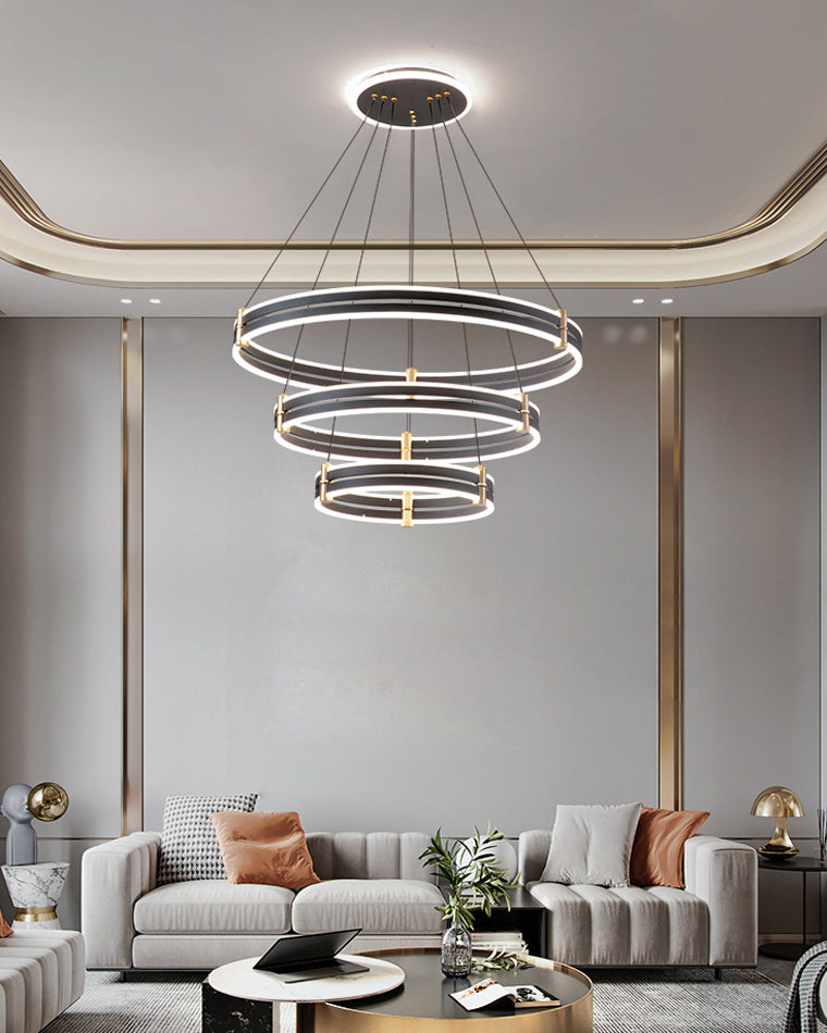 WOMO LED Ring Chandelier Black Modern-WM2172