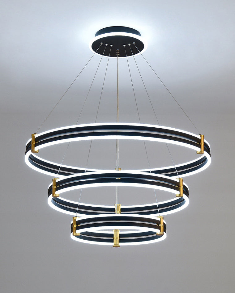 WOMO LED Ring Chandelier Black Modern-WM2172
