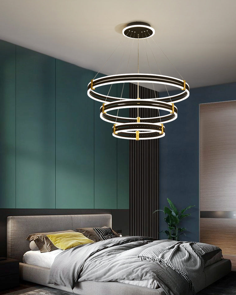 WOMO LED Ring Chandelier Black Modern-WM2172