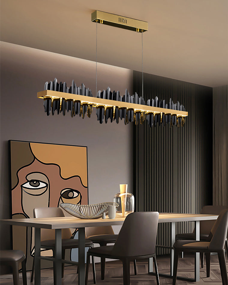 WOMO Gold/Black Iron Linear Chandelier-WM2184