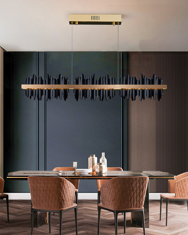 WOMO Gold/Black Iron Linear Chandelier-WM2184