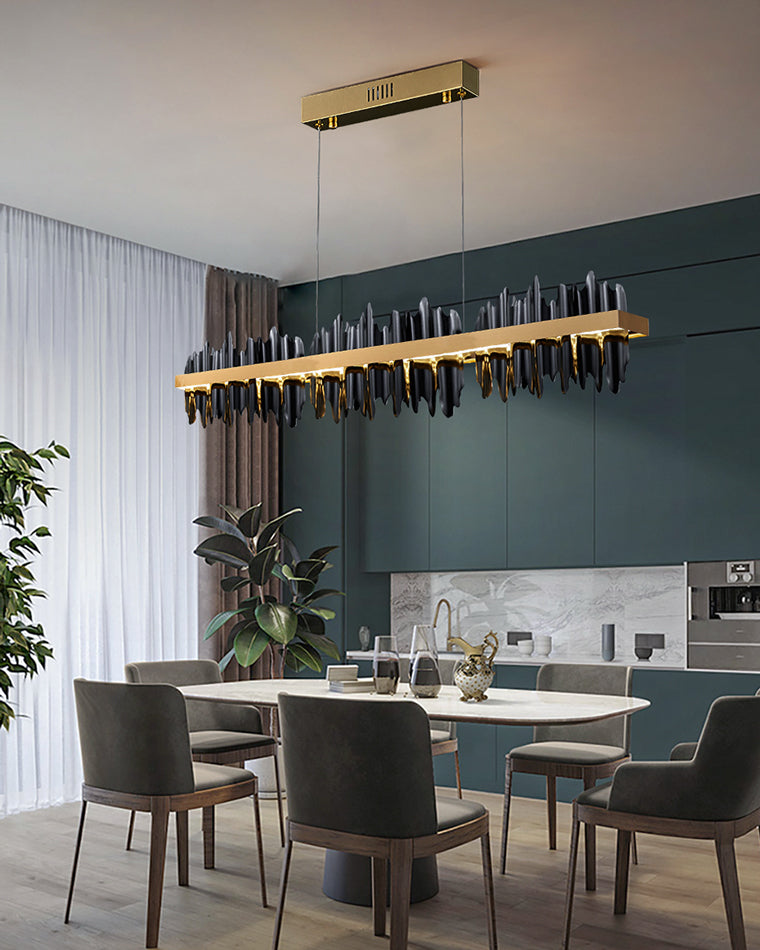 WOMO Gold/Black Iron Linear Chandelier-WM2184