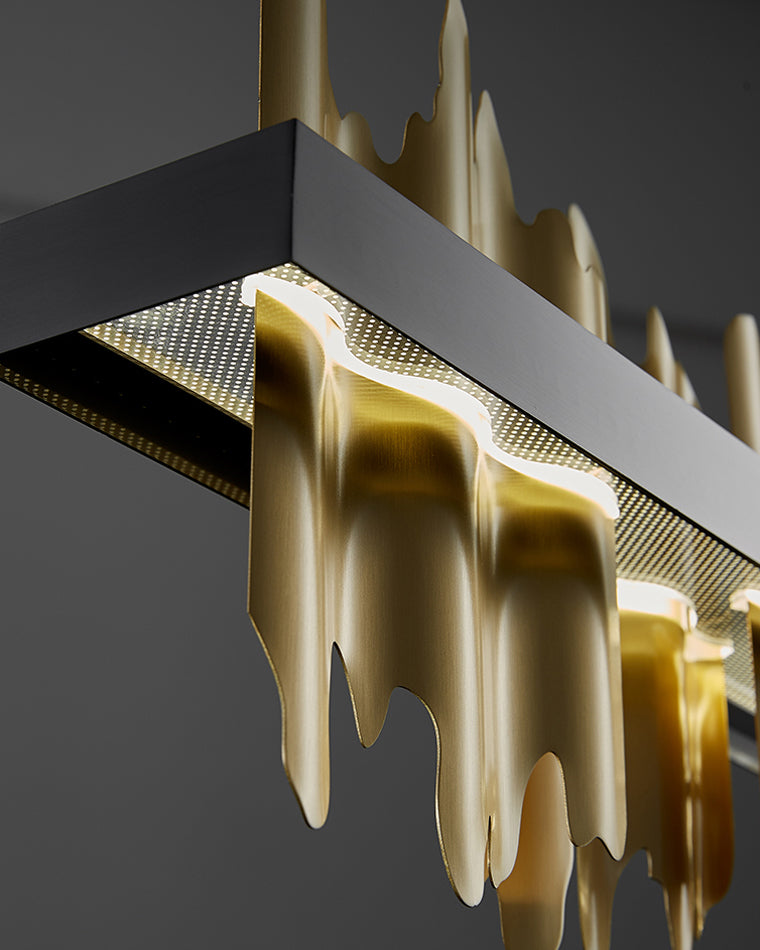 WOMO Gold/Black Iron Linear Chandelier-WM2184