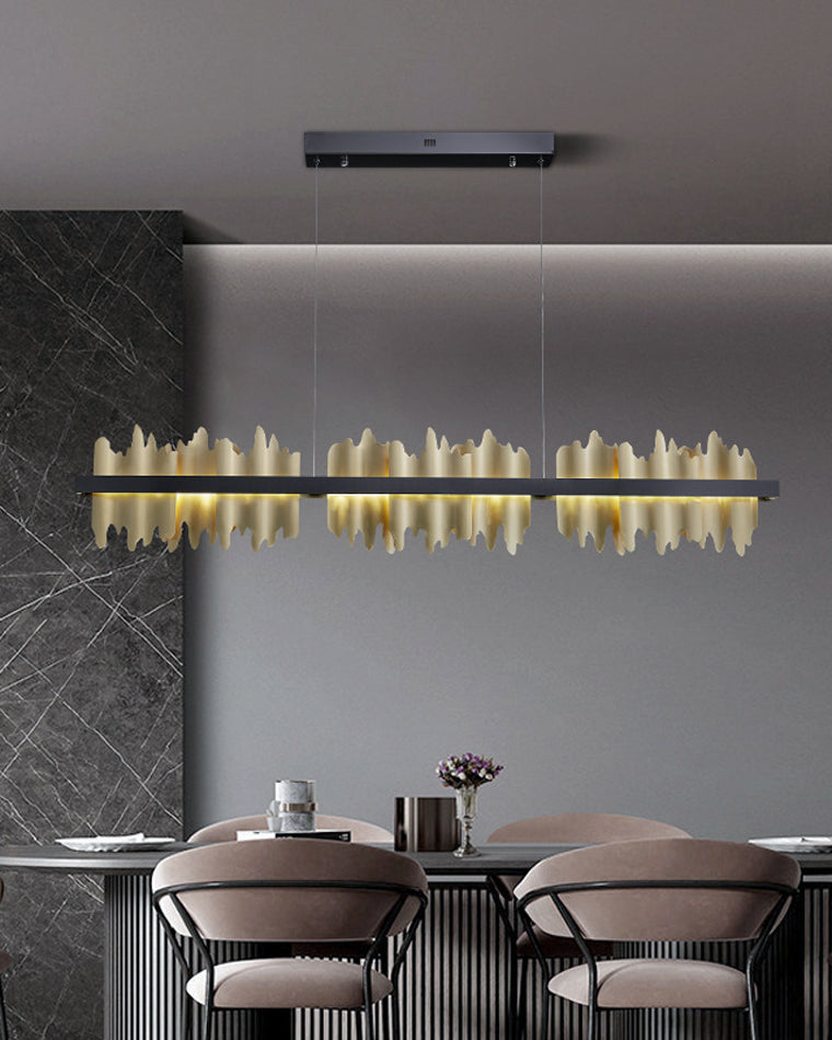 WOMO Gold/Black Iron Linear Chandelier-WM2184