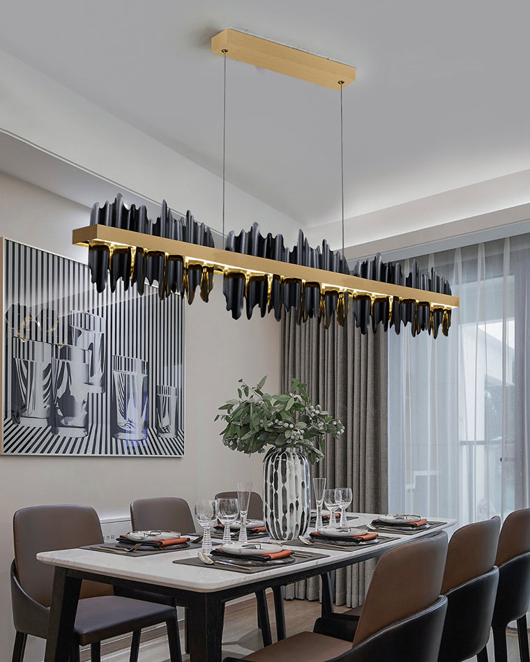 WOMO Gold/Black Iron Linear Chandelier-WM2184