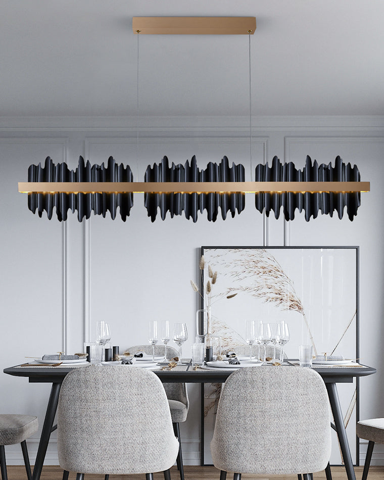 WOMO Gold/Black Iron Linear Chandelier-WM2184