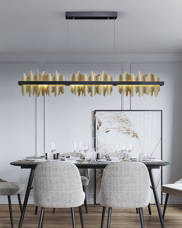 WOMO Gold/Black Iron Linear Chandelier-WM2184