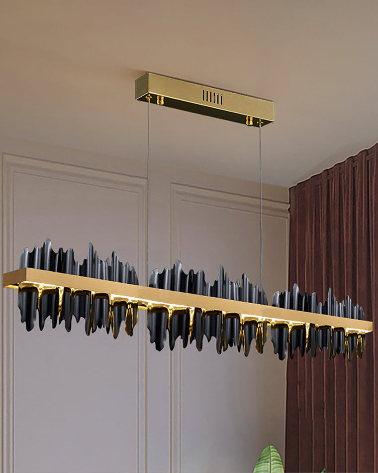 WOMO Gold/Black Iron Linear Chandelier-WM2184