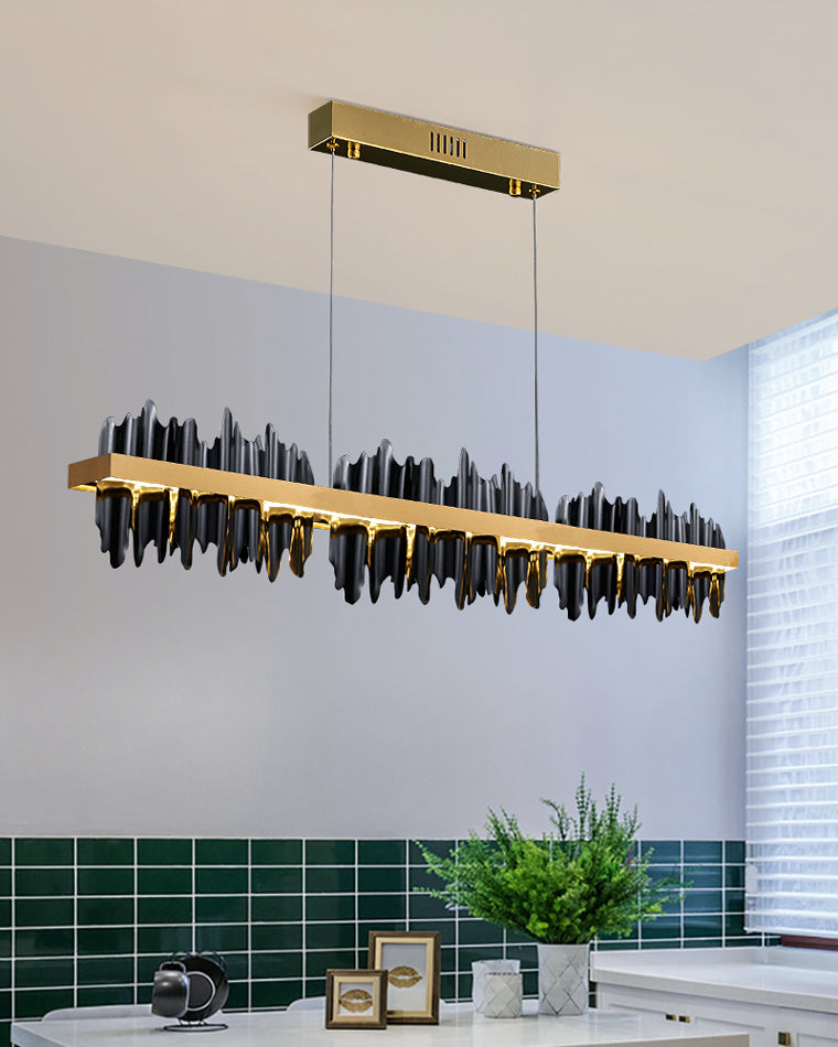 WOMO Gold/Black Iron Linear Chandelier-WM2184