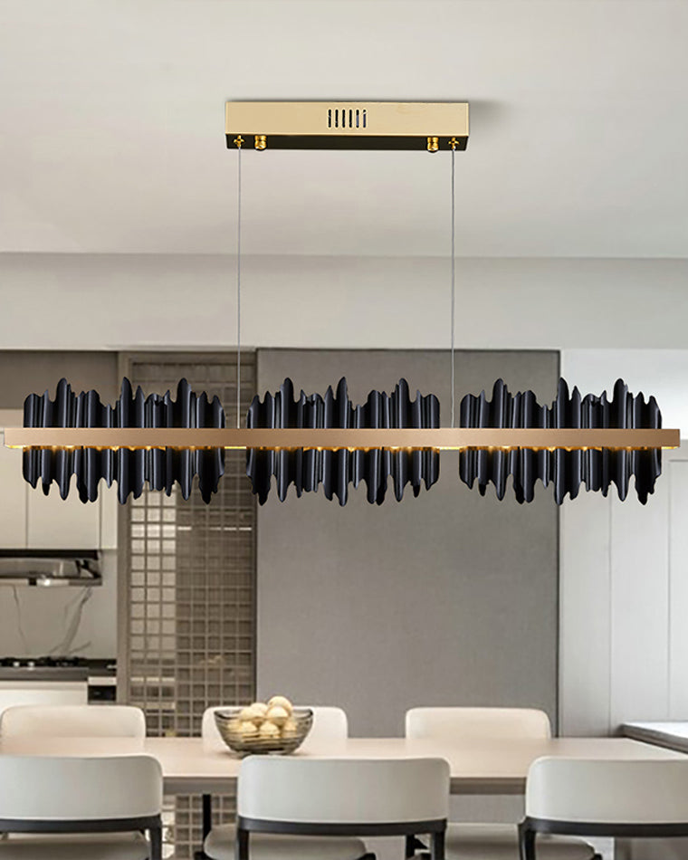 WOMO Gold/Black Iron Linear Chandelier-WM2184