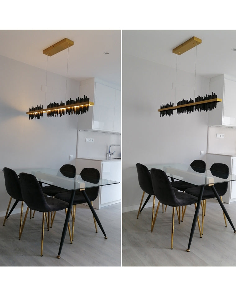 WOMO Gold/Black Iron Linear Chandelier-WM2184