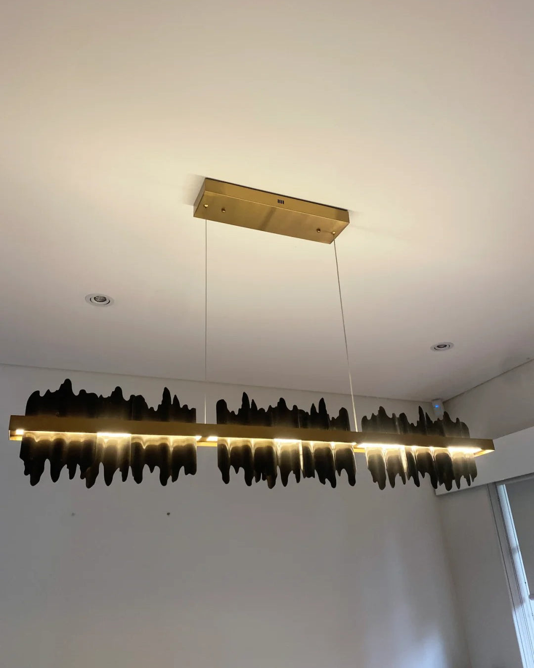 WOMO Gold/Black Iron Linear Chandelier-WM2184