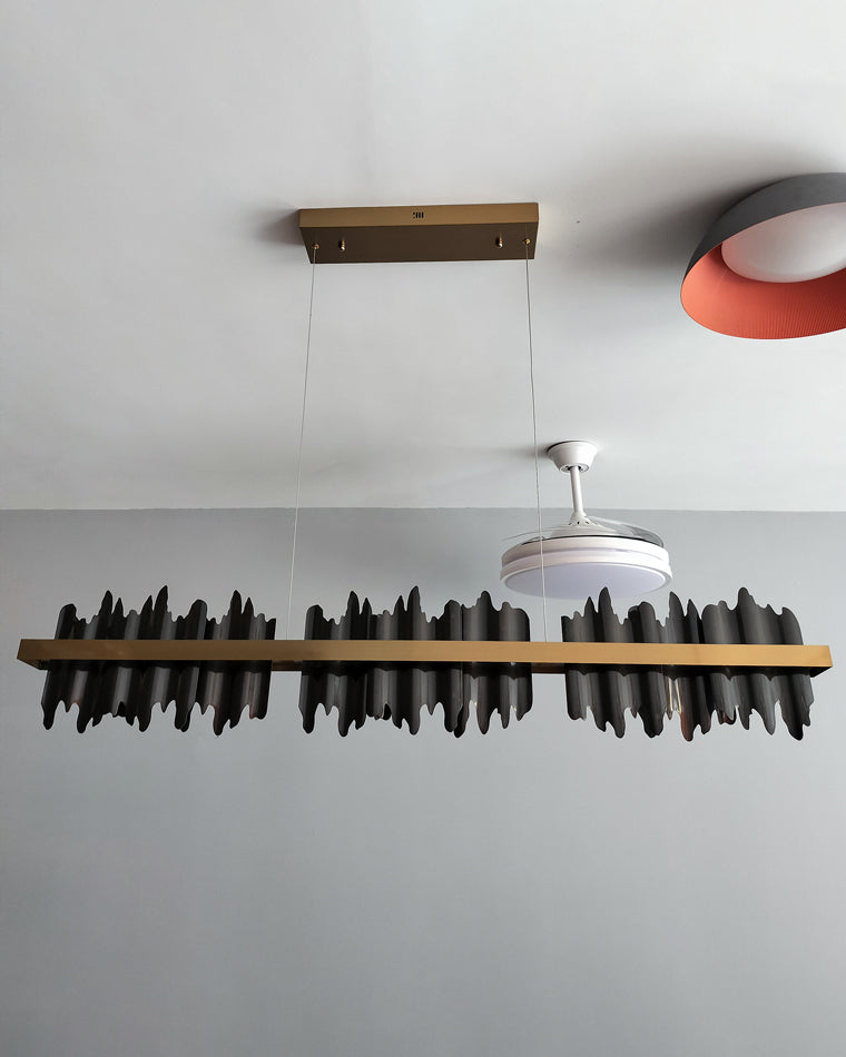WOMO Gold/Black Iron Linear Chandelier-WM2184