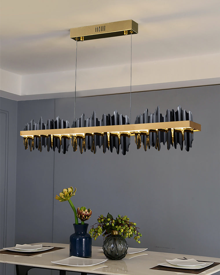 WOMO Gold/Black Iron Linear Chandelier-WM2184