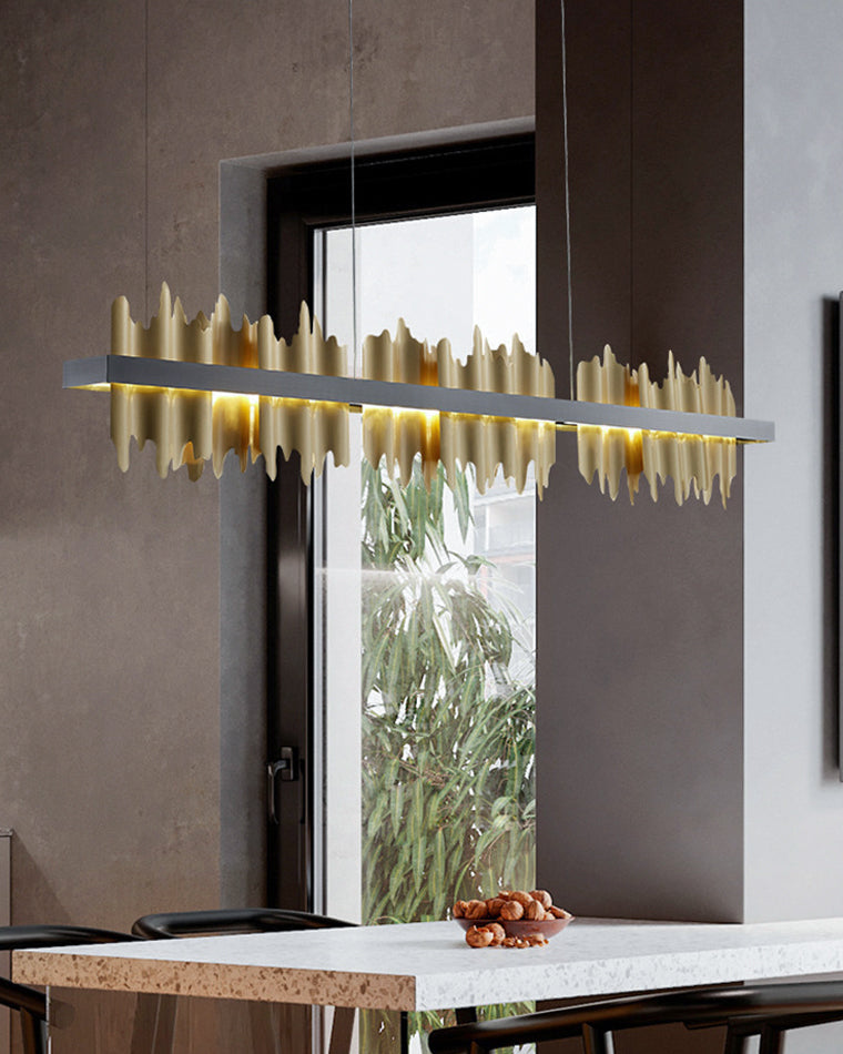 WOMO Gold/Black Iron Linear Chandelier-WM2184