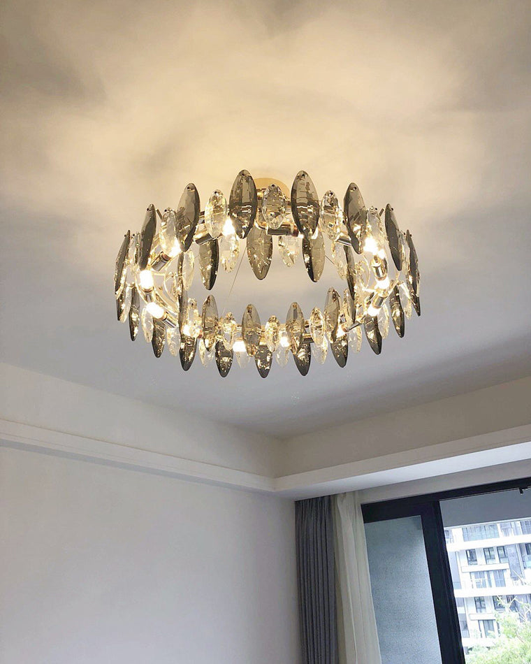 WOMO Lustre Luxe Rond Cristal Fumé-WM2187