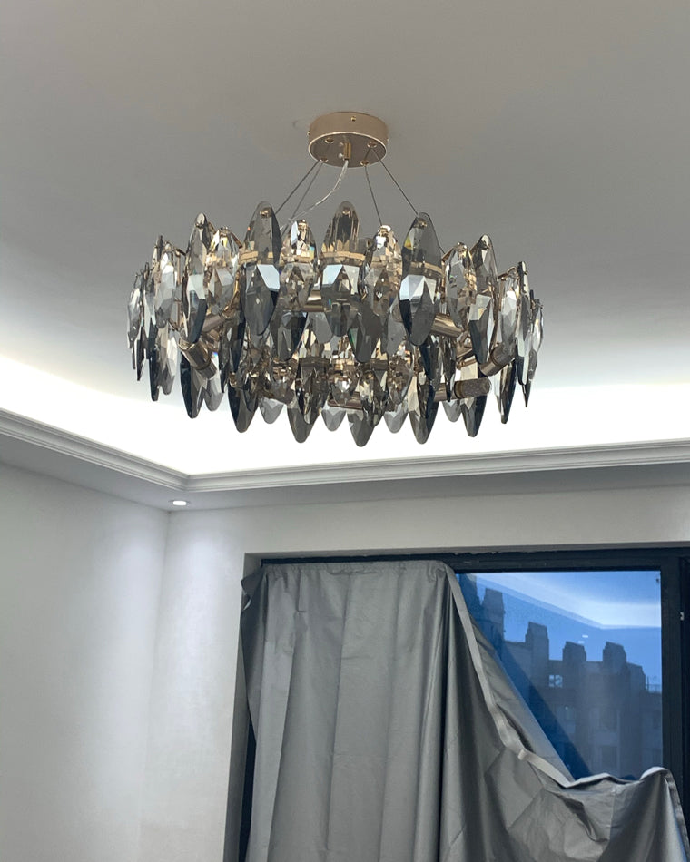 WOMO Lustre Luxe Rond Cristal Fumé-WM2187
