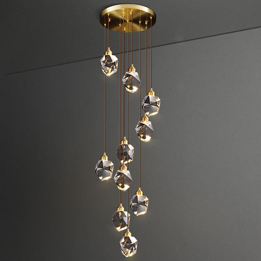 WOMO Lustre Cristal Doré Plusieurs Ampoules-WM2189