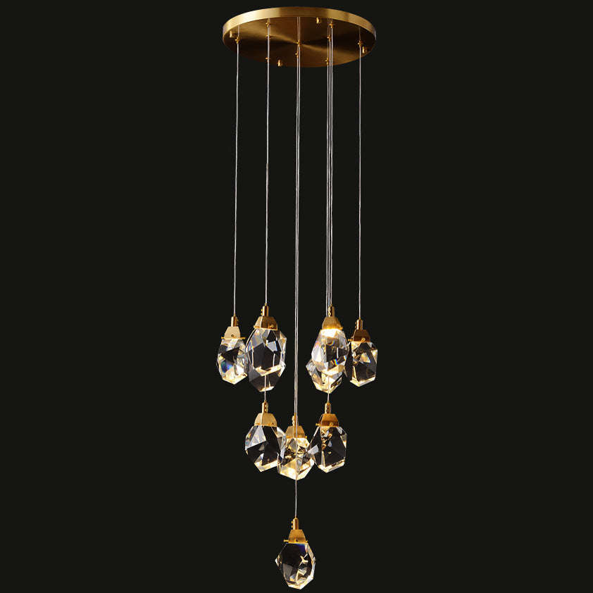 WOMO Lustre Cristal Doré Plusieurs Ampoules-WM2189