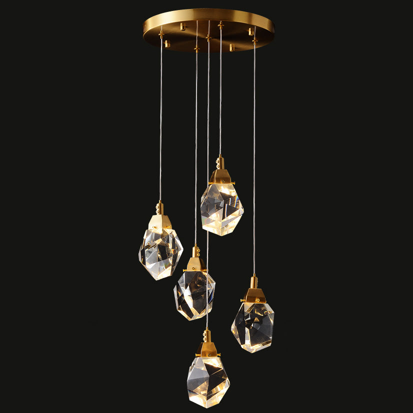 WOMO Lustre Cristal Doré Plusieurs Ampoules-WM2189