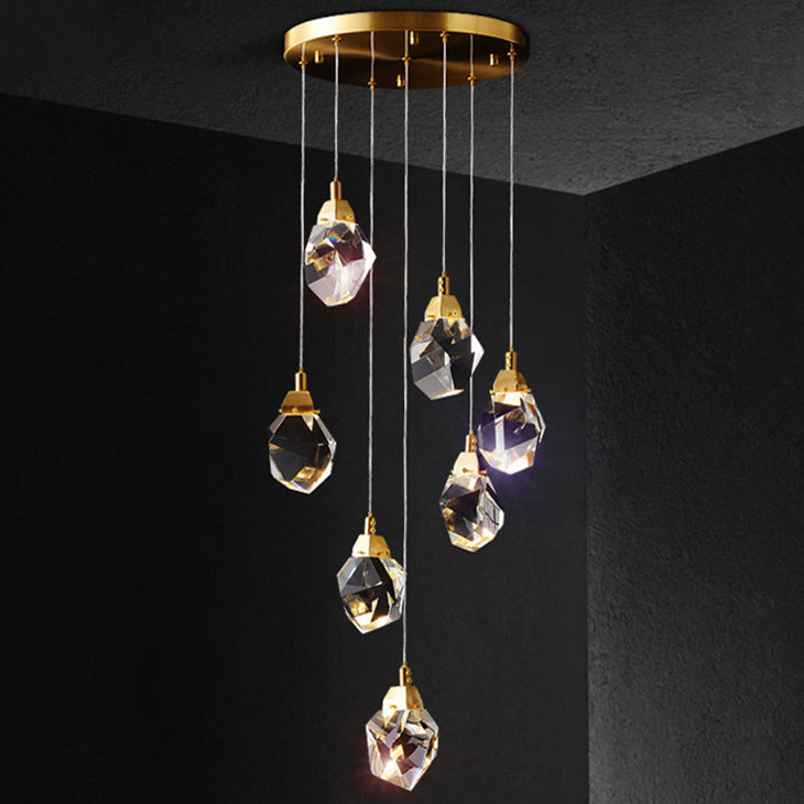 WOMO Lustre Cristal Doré Plusieurs Ampoules-WM2189