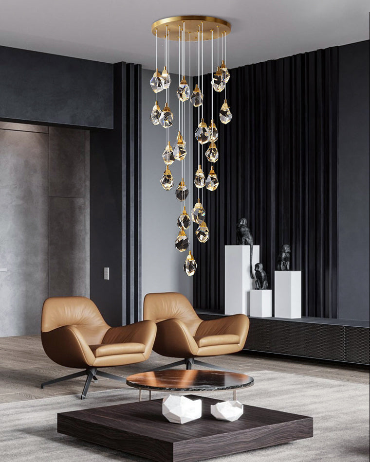 WOMO Lustre Cristal Doré Plusieurs Ampoules-WM2189
