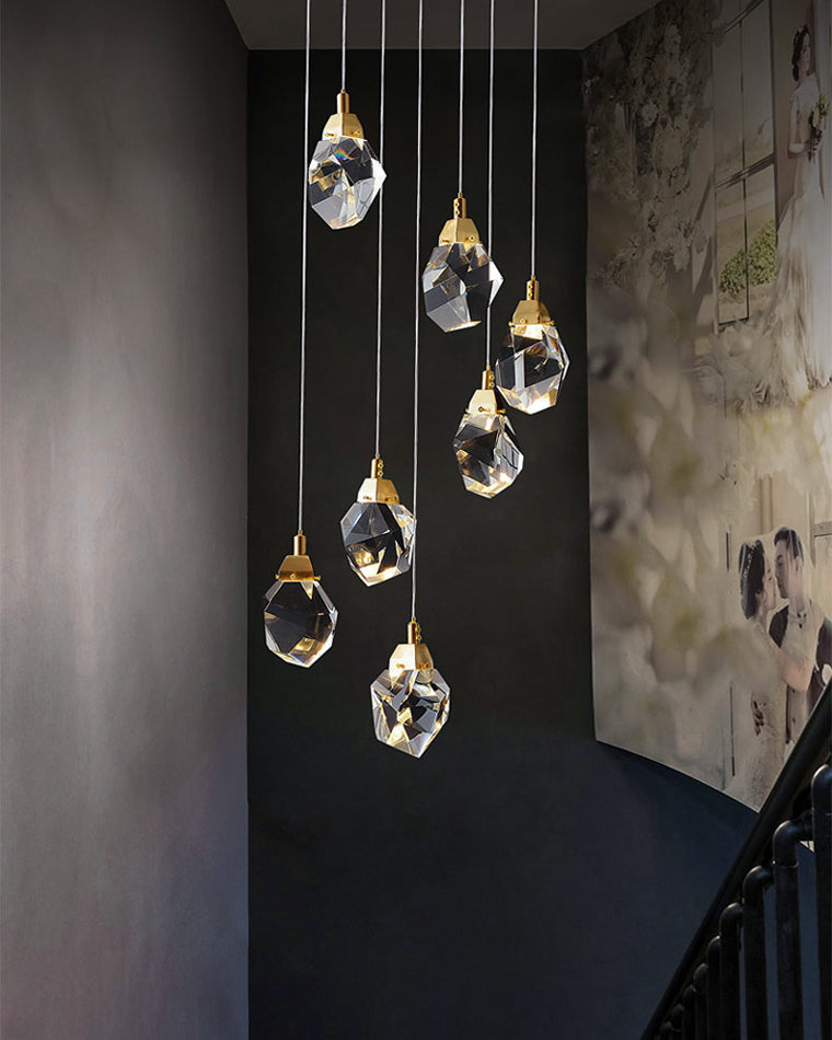 WOMO Lustre Cristal Doré Plusieurs Ampoules-WM2189