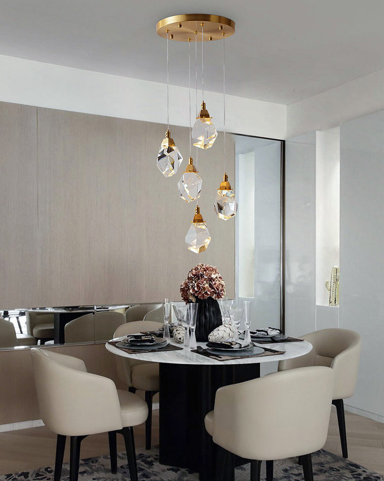 WOMO Lustre Cristal Doré Plusieurs Ampoules-WM2189