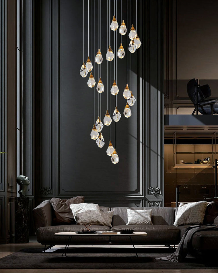 WOMO Lustre Cristal Doré Plusieurs Ampoules-WM2189