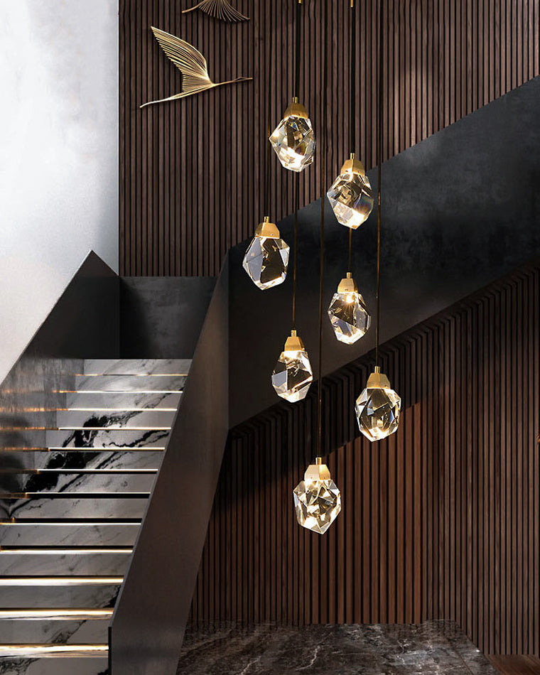 WOMO Lustre Cristal Doré Plusieurs Ampoules-WM2189