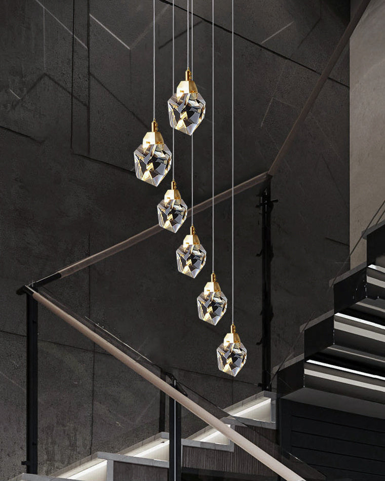 WOMO Lustre Cristal Doré Plusieurs Ampoules-WM2189