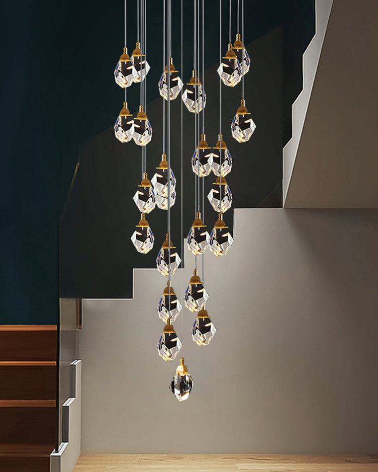 WOMO Lustre Cristal Doré Plusieurs Ampoules-WM2189