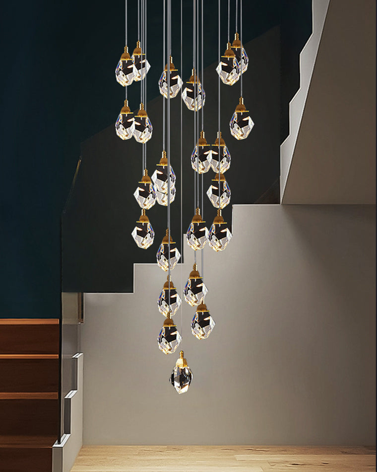 WOMO Lustre Cristal Doré Plusieurs Ampoules-WM2189