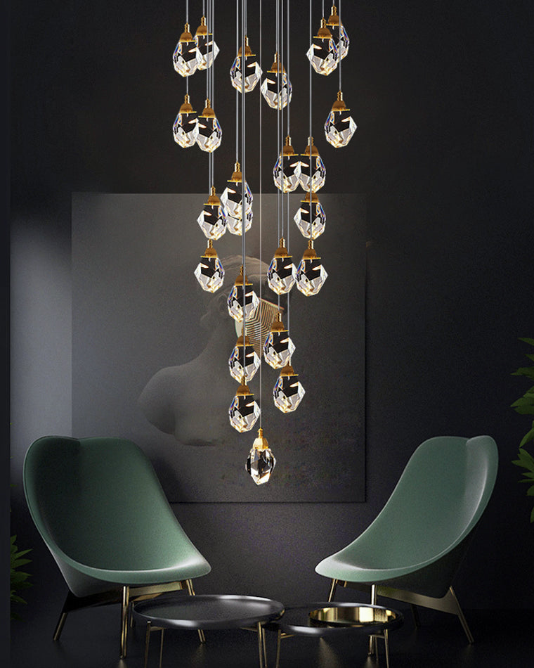WOMO Lustre Cristal Doré Plusieurs Ampoules-WM2189